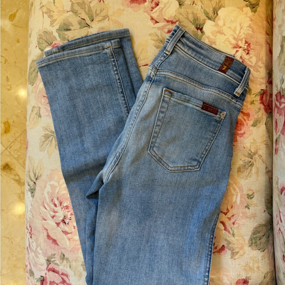 7 For All Mankind Slim Fit Jeans - Medium Blue Denim - Size 25